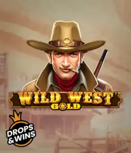  Meet the daring sheriff of "Wild West Gold," a thrilling slot game by Pragmatic Play. The graphic depicts a confident sheriff with a sheriff’s badge, framed by a dusty Old West town backdrop. The game's title is boldly featured in a stylized font, highlighting the Wild West adventure theme. 