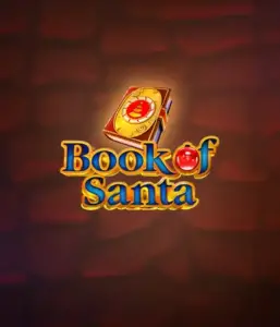 Experience the joyous spirit with the Book of Santa game by Endorphina, showcasing an intricately designed golden book decorated with Santa's iconic symbol. This graphic evokes the magic and mystery of Christmas, set against a warm red background. Great for holiday season gaming, delivering a delightful adventure. 